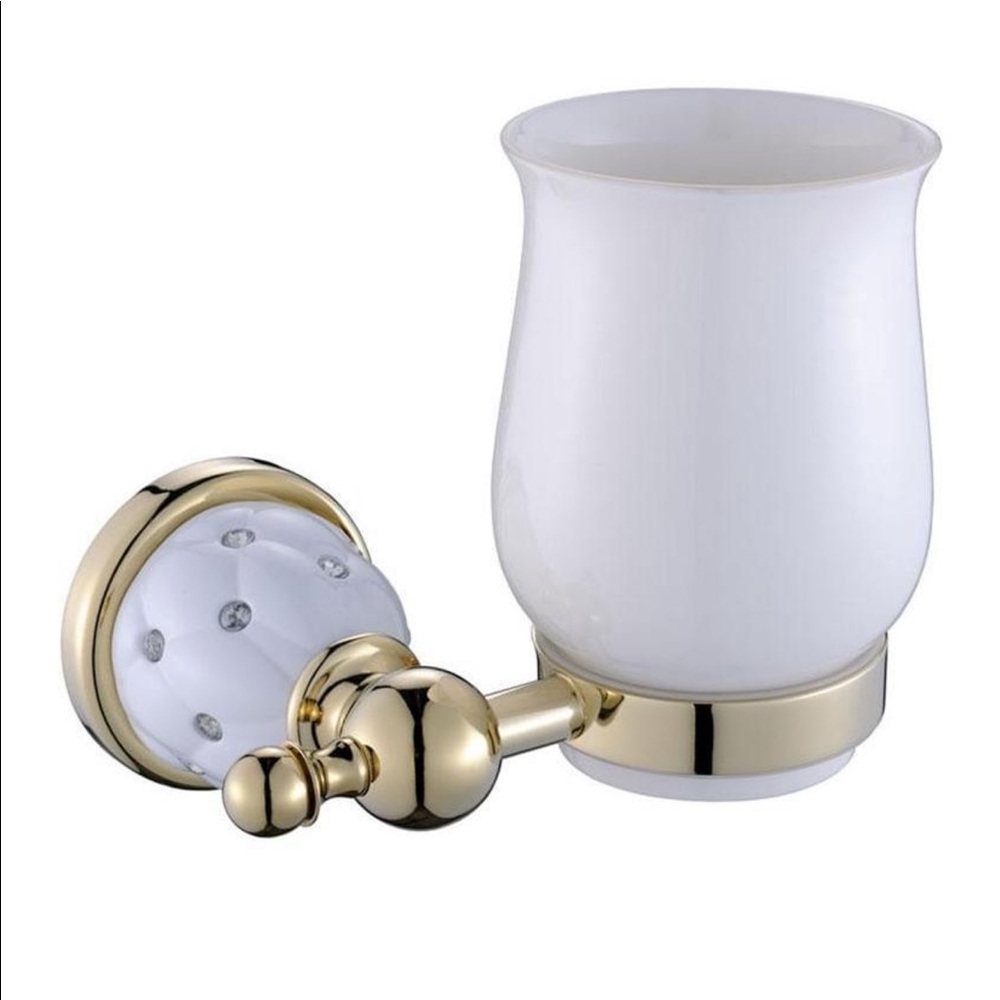 Fancy bathroom cup holder with crystals